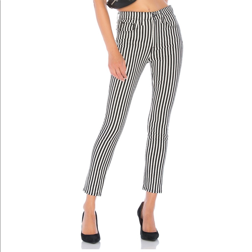 Rag & Bone High Rise Striped Skinny Jeans 26 NWT